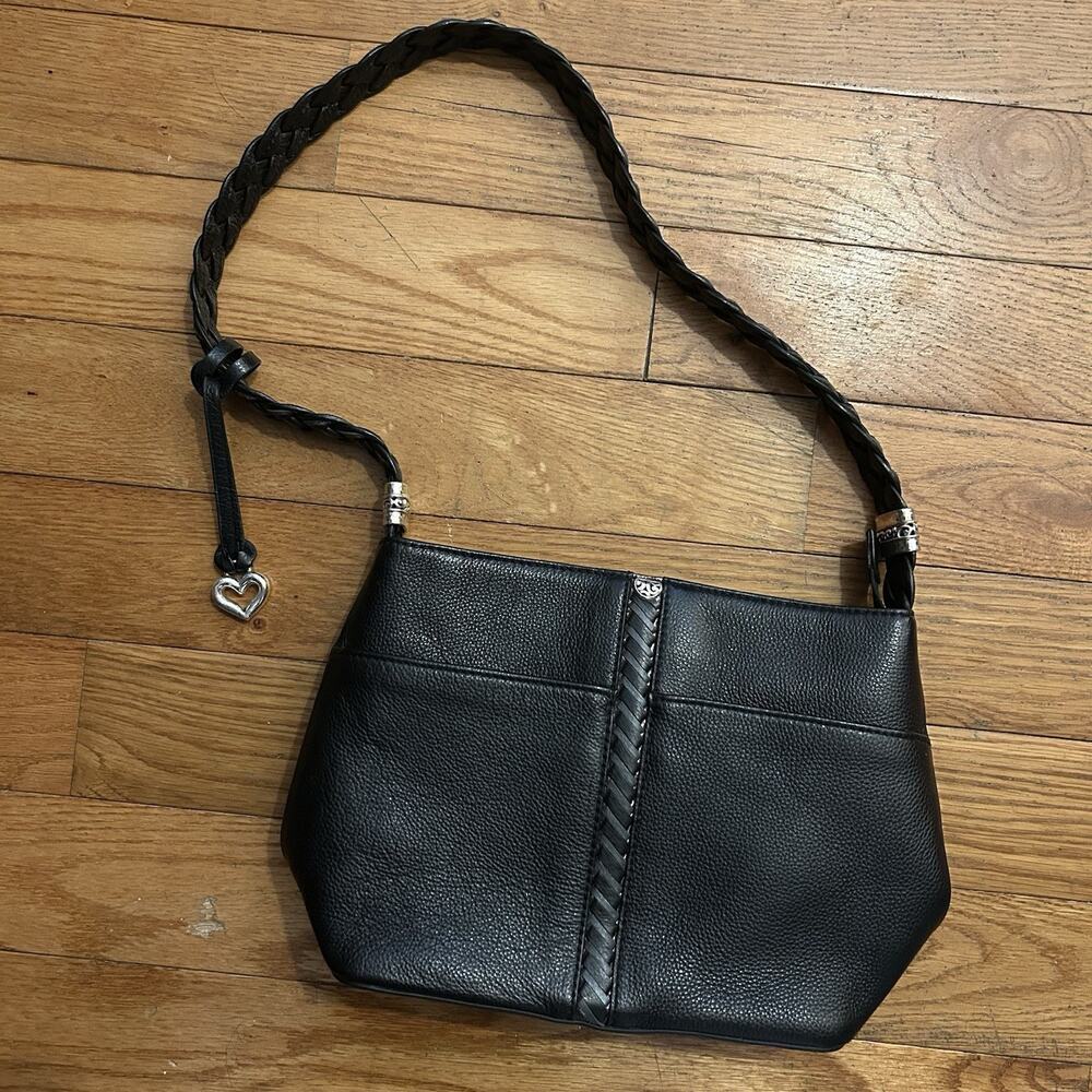 Brighton Beaumont Square Barbados Black Pebble Leather Hobo Shoulder Bag